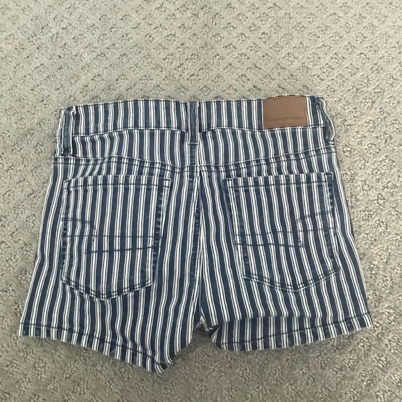 AE Next Level Stretch High Waisted Denim Striped Shorts - Picture 2 of 5